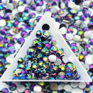 Resin AB Violet Purple Non-Hot fix Rhinestones | 1000 pcs | Resin Rhinestones, Bling, Embellishments, Nail Art | 3mm | 4mm |