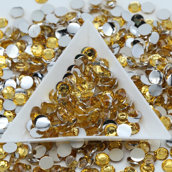 Resin Gold Non-Hot fix Rhinestones | 1000 pcs | Resin Rhinestones, Bling, Embellishments, Nail Art | 2mm | 3mm | 4mm | 5mm |