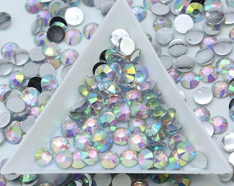 Resin AB Crystal/Iridescent Non-Hot fix Rhinestones | 1000 pcs | Rhinestones, Bling, Embellishments, Nail Art | 2mm | 3mm | 4mm | 5mm |