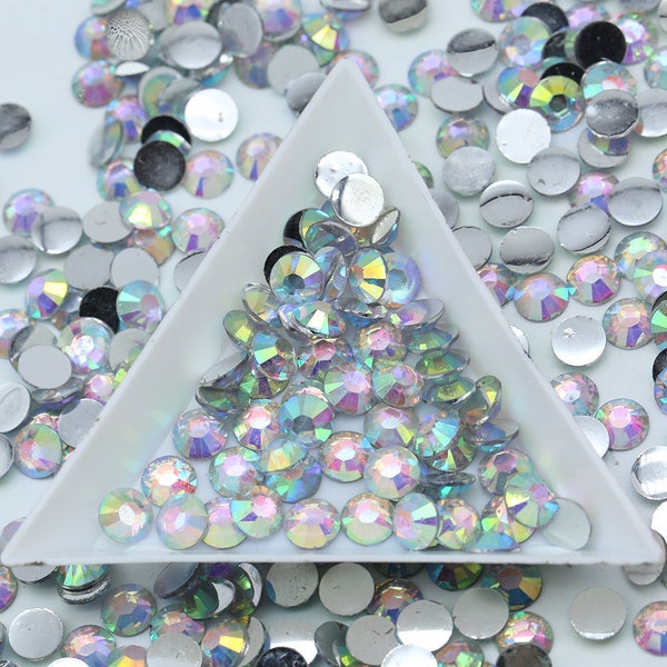 Resin AB Crystal/Iridescent Non-Hot fix Rhinestones | 1000 pcs | Rhinestones, Bling, Embellishments, Nail Art | 2mm | 3mm | 4mm | 5mm |