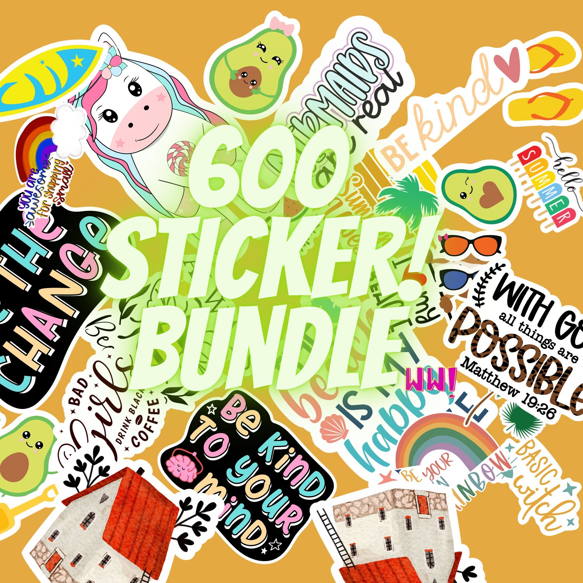 600 Png Stickers Design Bundle digital Download Stickers Png Pack Etsy