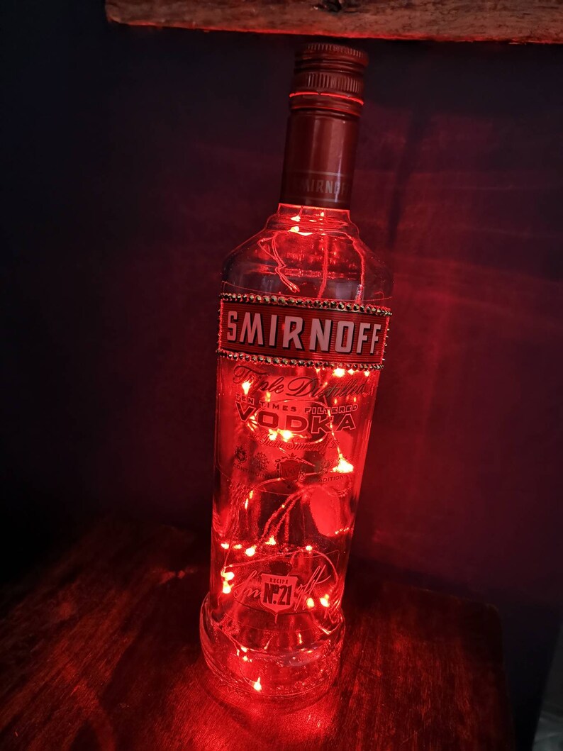 Smirnoff Red Vodka Upcycled LED Light Up Spirit Bottle Etsy