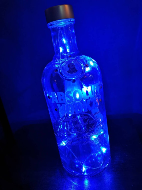 vokse op semester Først Absolut Blue Vodka Upcycled Light up Spirit Bottle Birthday - Etsy