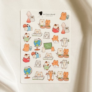Schulkatzen II Sticker, niedliche kawaii ästhetische Aufkleber, Bullet Journal, Lehrer Aufkleber, Planer, College, Planung Aufkleber, Kätzchen