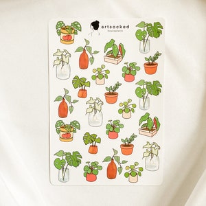 Stickervel kamerplant, schattige esthetische plantenstickers, bullet journal, planner, groen, laptop, monstera, sappig, pothos, plantenwinkel
