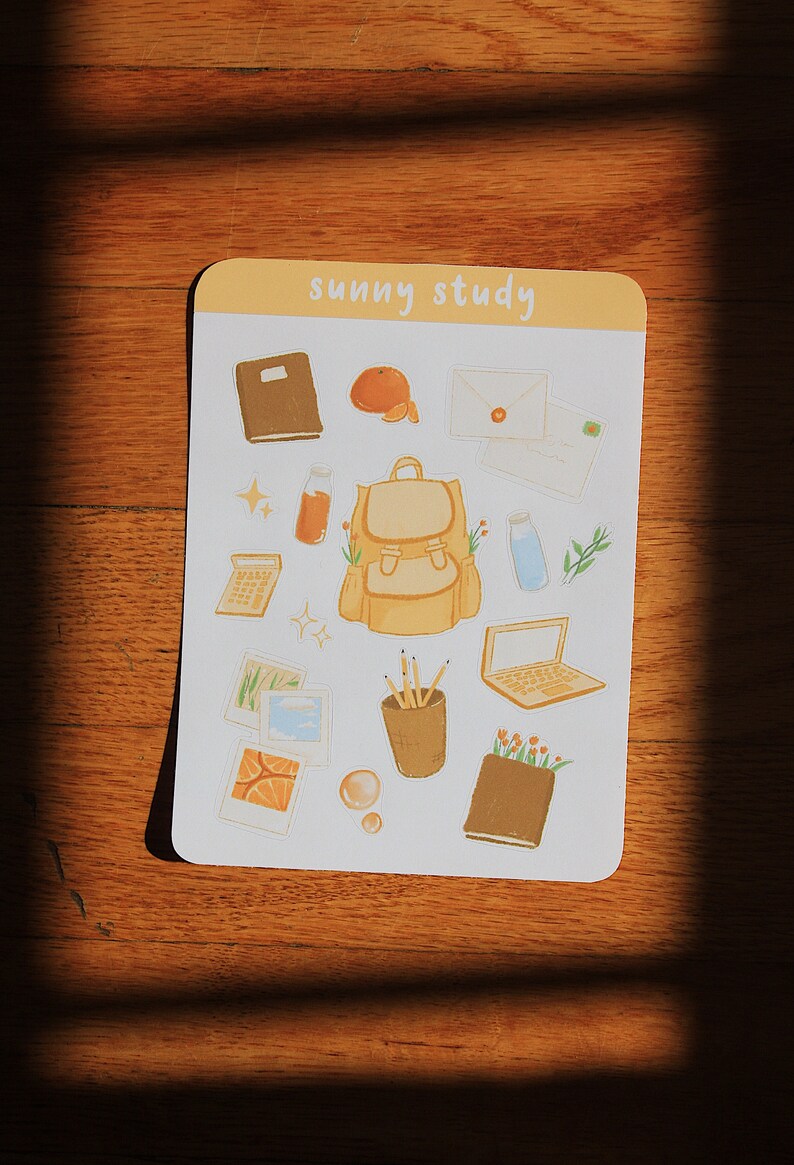 sunny study sticker sheet aesthetic cute bullet journal