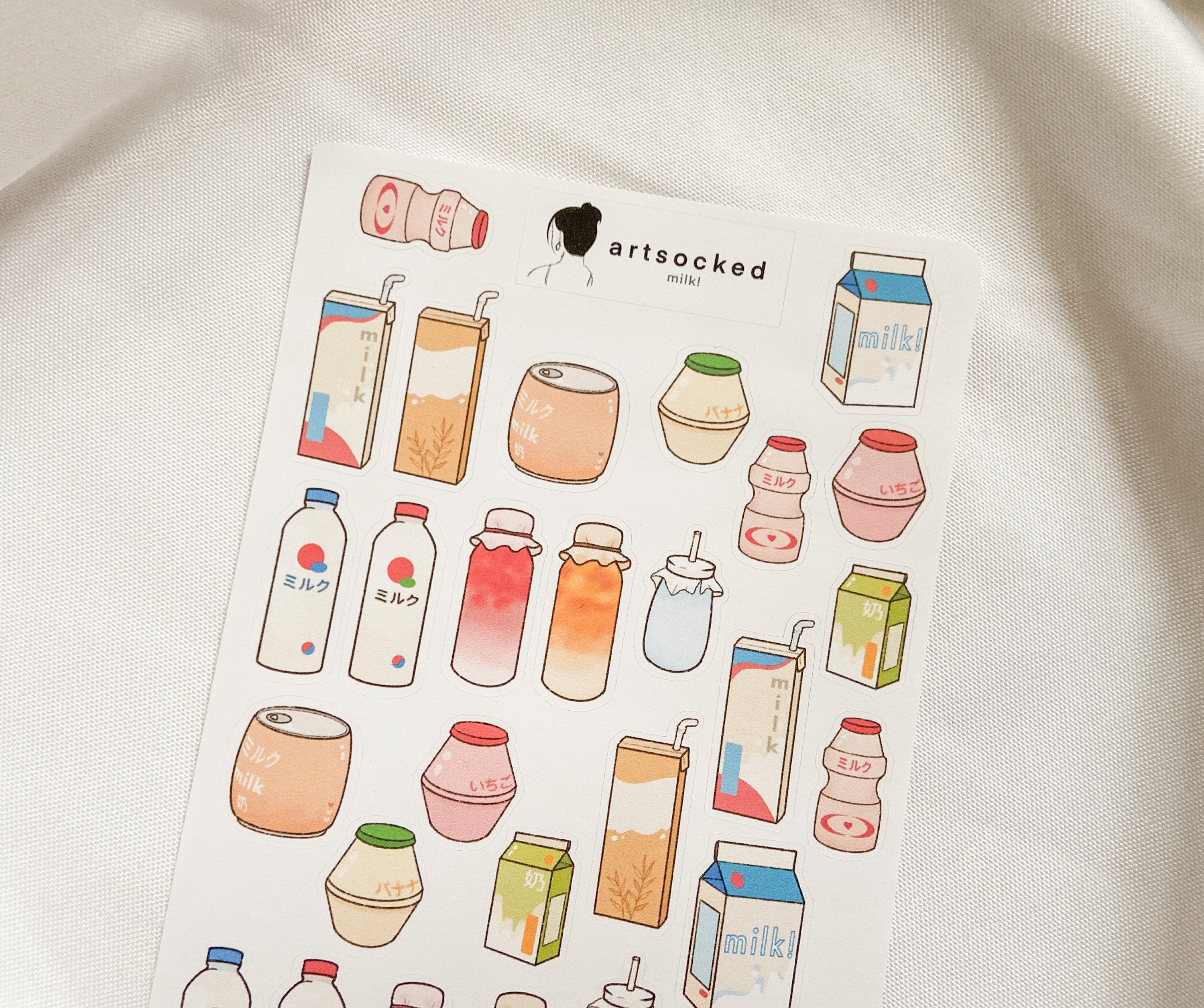 Milk Drink Sticker Sheet Cute Kawaii Aesthetic Stickers Bullet