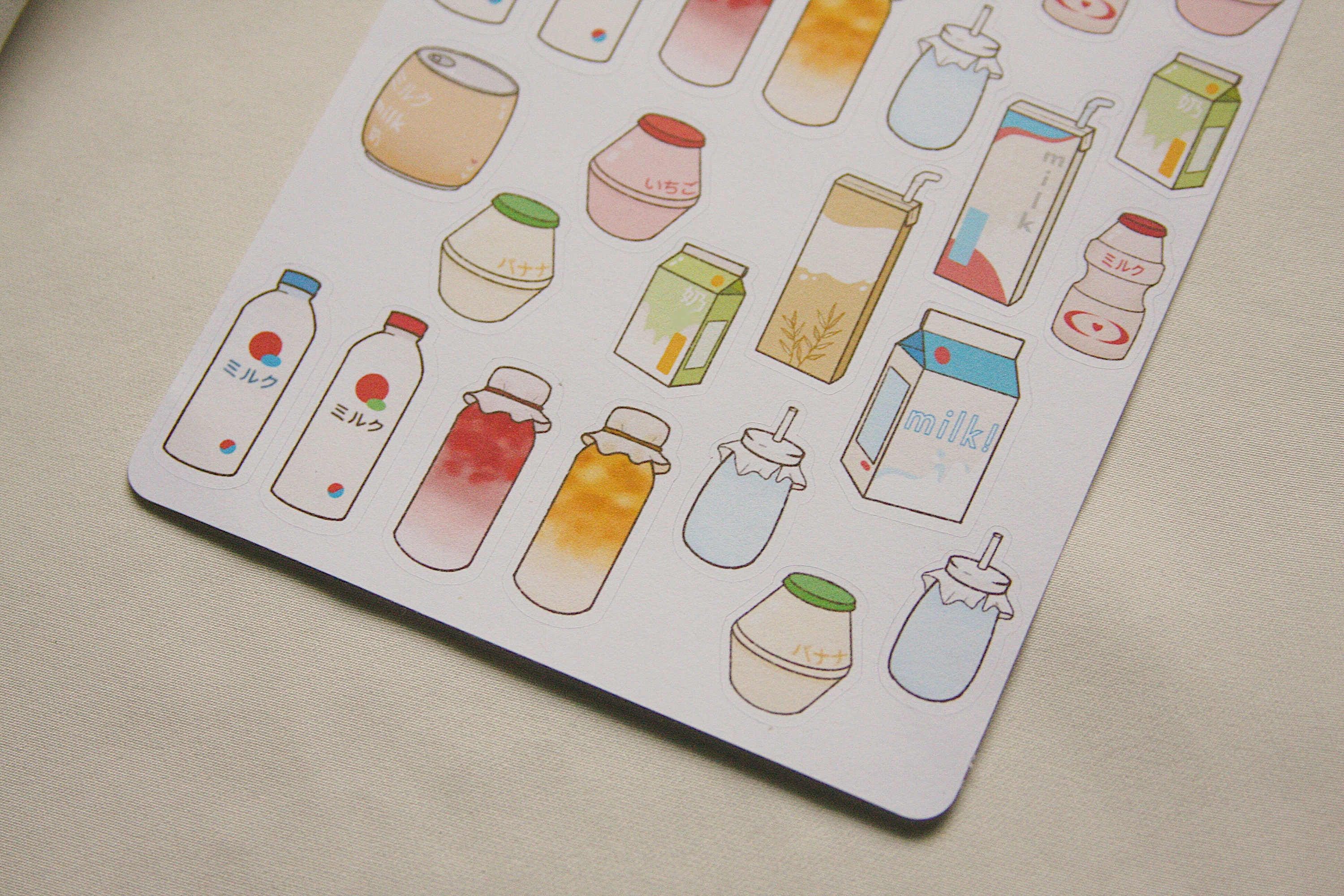 Milk Drink Sticker Sheet Cute Kawaii Aesthetic Stickers | Etsy