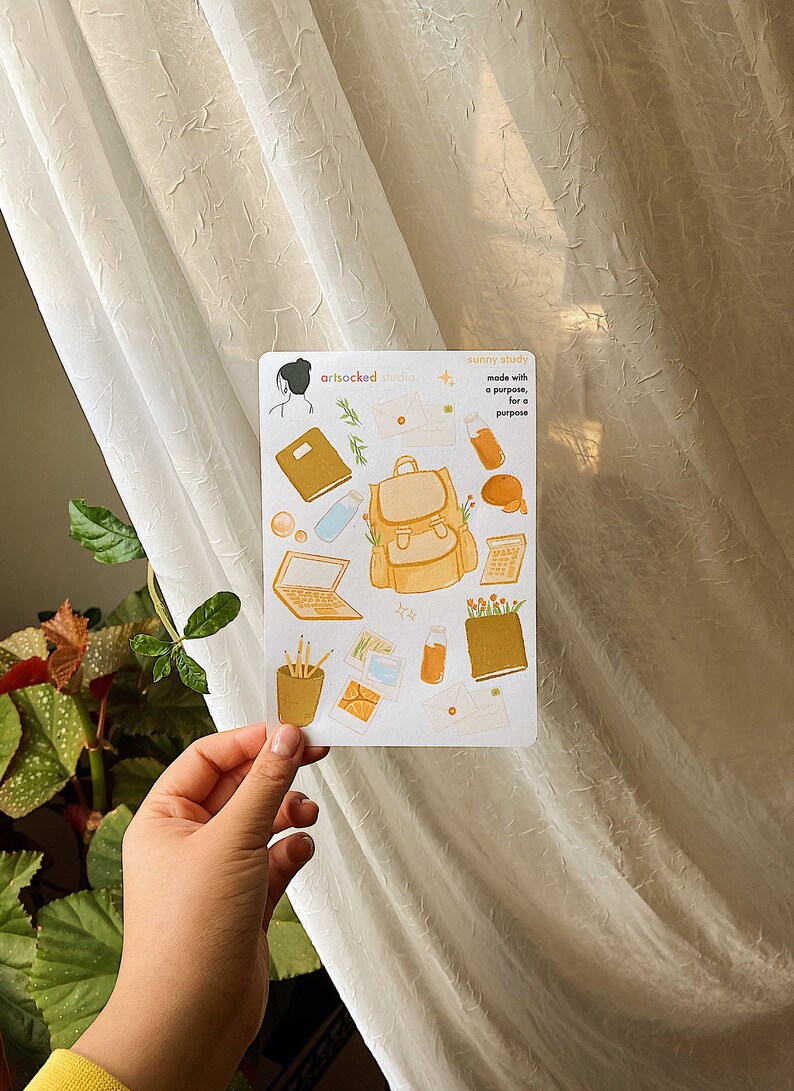 sunny study sticker sheet aesthetic cute bullet journal