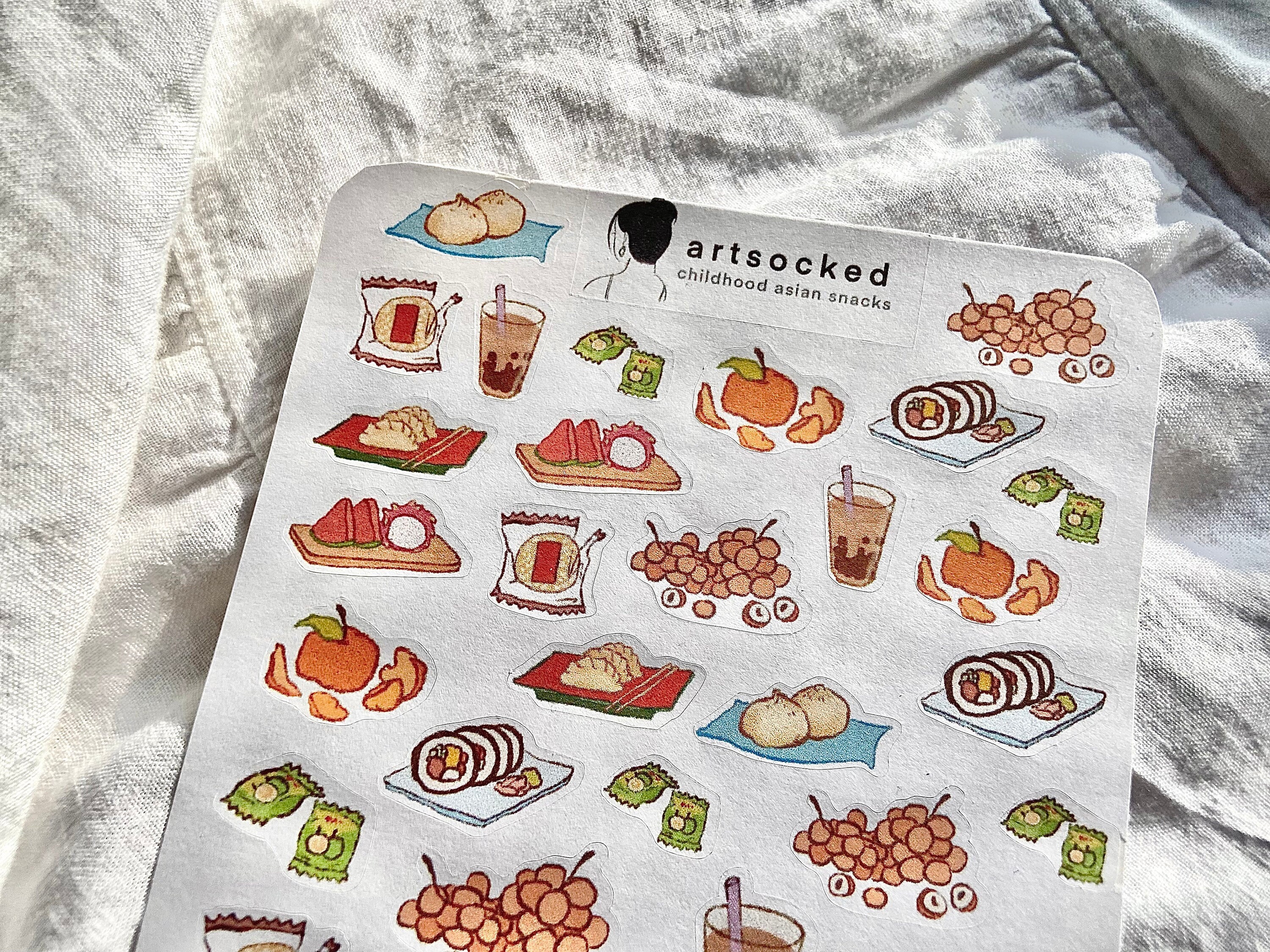 Snack Sticker Sheet Asian Childhood Snacks Sticker Sheet; Cute Chinese Korean Grocery Store ...