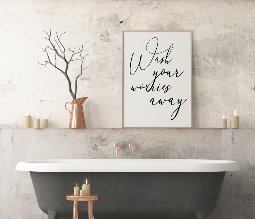 Wash Your Worries Away // Digital Prints Download / Bathroom Prints ...