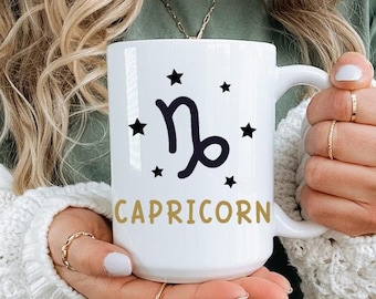 Regalo de Capricornio, cumpleaños del 22 de diciembre al 19 de enero, regalo de Navidad para amigos, regalo para compañeros de trabajo, taza de café, impresa en ambos lados, 6 colores (11 oz, 15 oz, 20 oz)