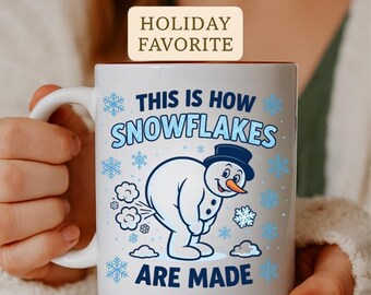 Caneca de café, boneco de neve engraçado, xícara de chocolate quente para férias de inverno, design de floco de neve, presente de Natal, presente de Natal, presente de Natal, elefante branco, 11 oz, 15 oz, 20 oz