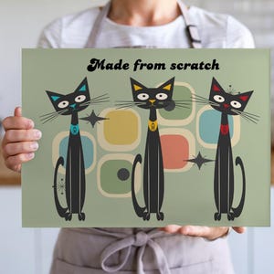 Atomic Cat Tempered Glass Cutting Board: Quirky Kitchen Decor