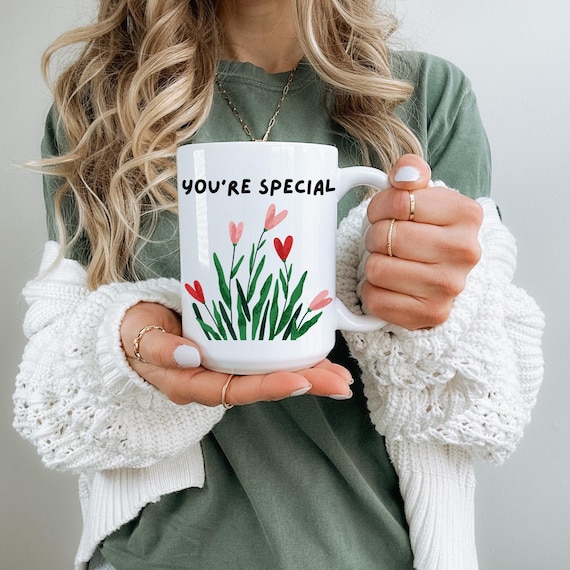 Du bist etwas Besonderes Tasse: Zweifarbige Kaffee- / Heißschokoladentasse aus Keramik
