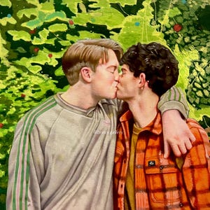Nick and Charlie kiss at the zoo prints