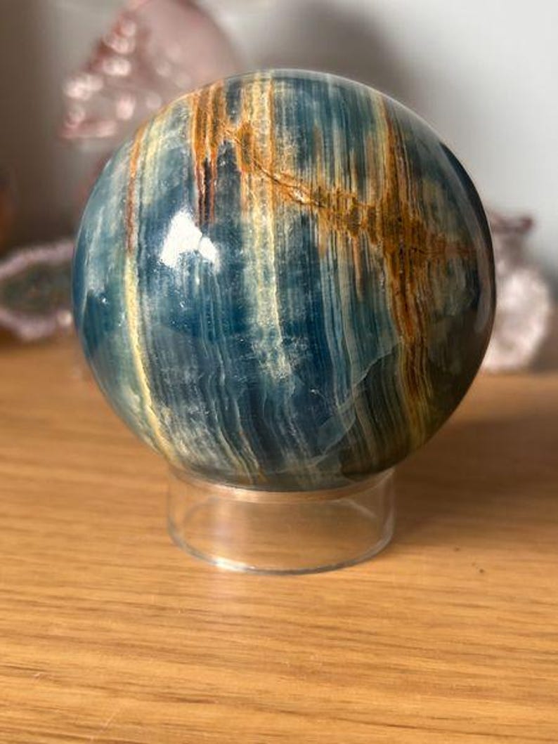Lemurian Blue Calcite Sphere-Aquatine Lemurian Calcite image 4