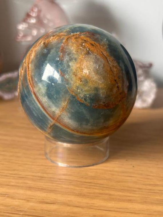 Lemurian Blue Calcite Sphere-Aquatine Lemurian Calcite