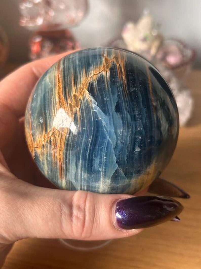 Lemurian Blue Calcite Sphere-Aquatine Lemurian Calcite image 3