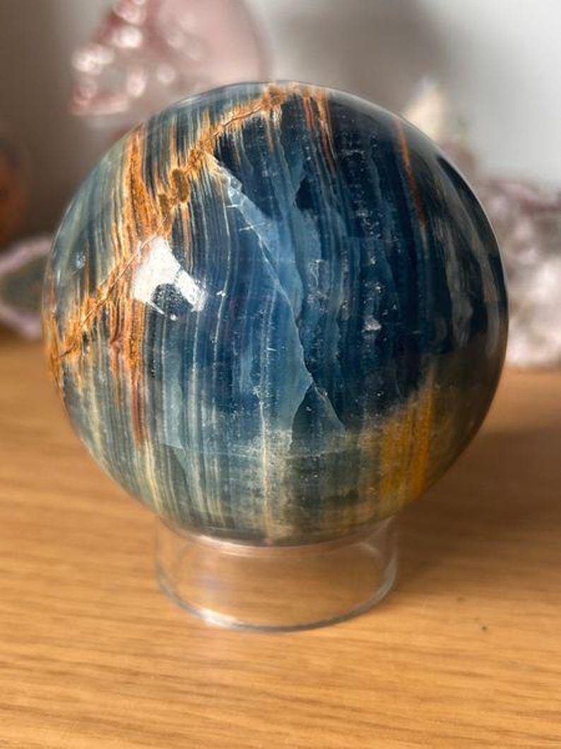 Lemurian Blue Calcite Sphere-Aquatine Lemurian Calcite image 5