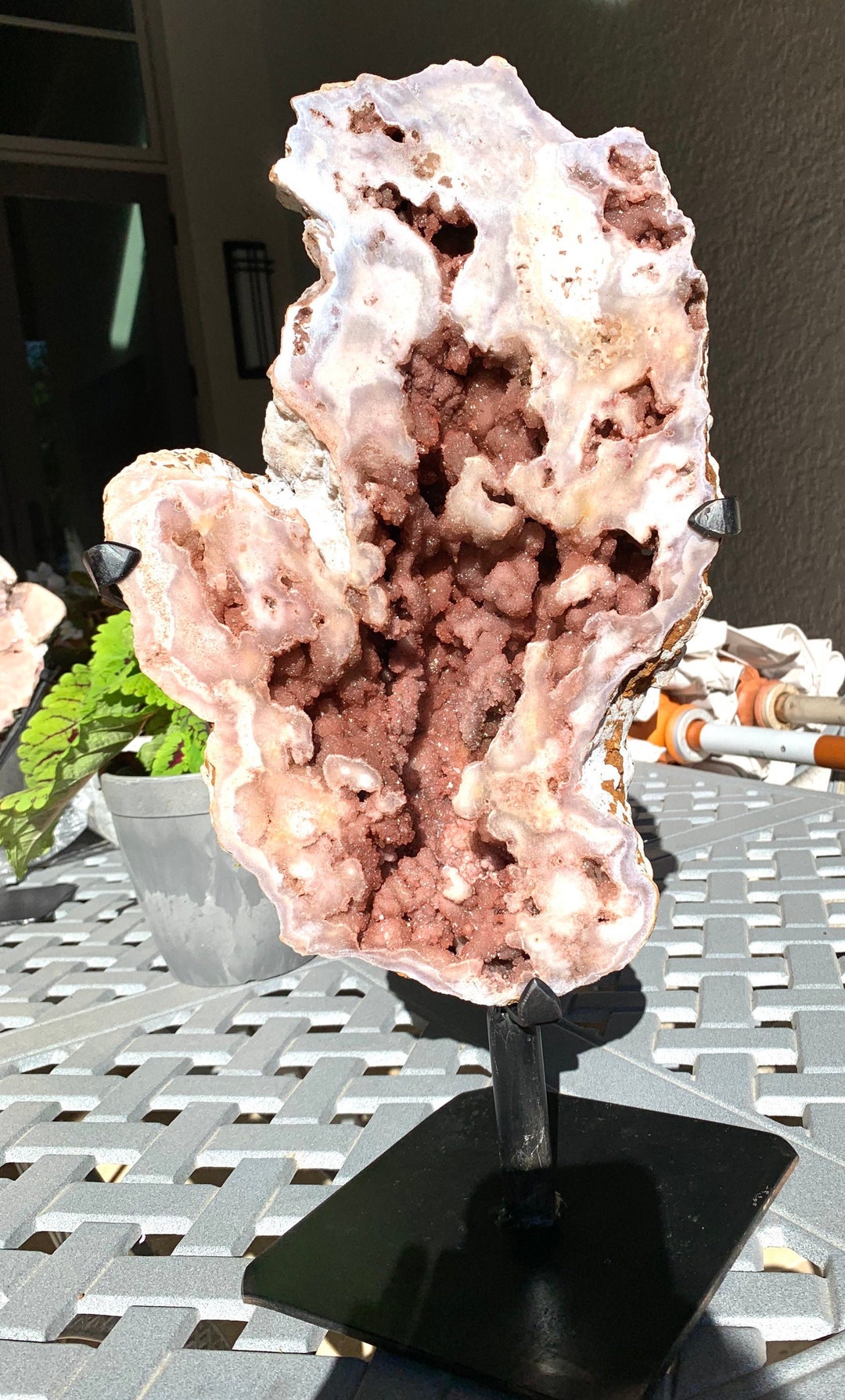 Large Pink Amethyst Geode With Metal Stand - Etsy