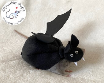 Vampire Bat Costume for Pet Rats with Wings and Optional Hat, Halloween Pet Costume, Rat Costume, Cute Small Animal Dress Up