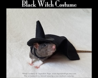 Zwarte heksenkostuum voor rat, meerdere maten en opties beschikbaar, cadeau-idee voor huisdier, perfect voor kleine huisdieren, snelle verzending