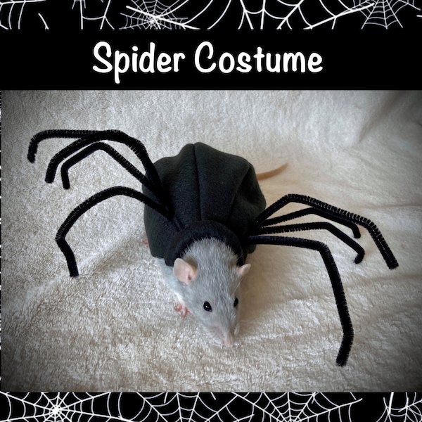 Spider Costume for Pet Rats / Small Animal Pet Costume / Rat Costume / Black Widow and Leg Color Customizable Options / Made to Order