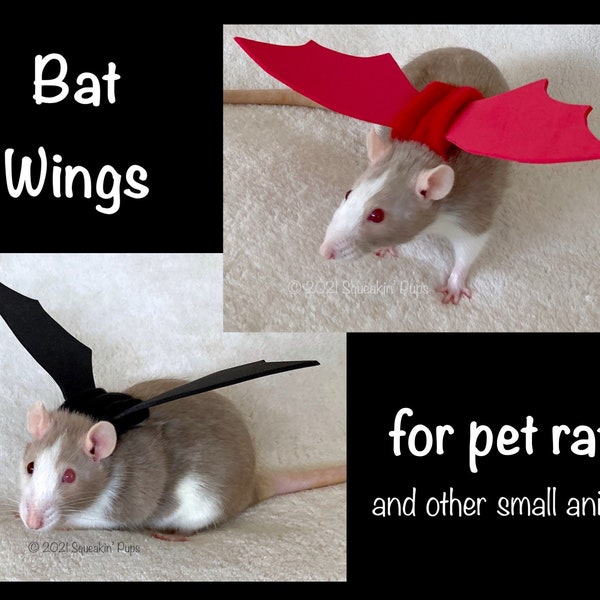 Bat Wings Rat Costume, Halloween Pet Costume for Rats, Multiple Colors Available, Rat Bat / Dragon