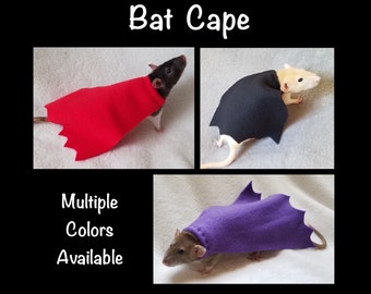 Halloween Bat Scalloped Edge Cape for Pet Rats, Available in multiple colors and sizes for mice, hamster, rat, guinea pig, and more