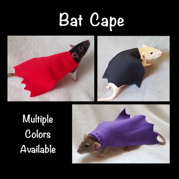 Halloween Bat Scalloped Edge Cape for Pet Rats, Available in multiple colors and sizes for mice, hamster, rat, guinea pig, and more