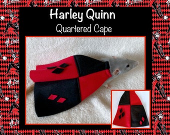 Harley Quinn Quartered Cape for Pet Rats, Available in Multiple sizes with and without diamond pattern