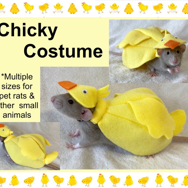 Chick (Baby Bird) Costume for Pet Rats, Farm Friends Pet Costume, Rat Costume, Cute Spring Small Animal Dress Up