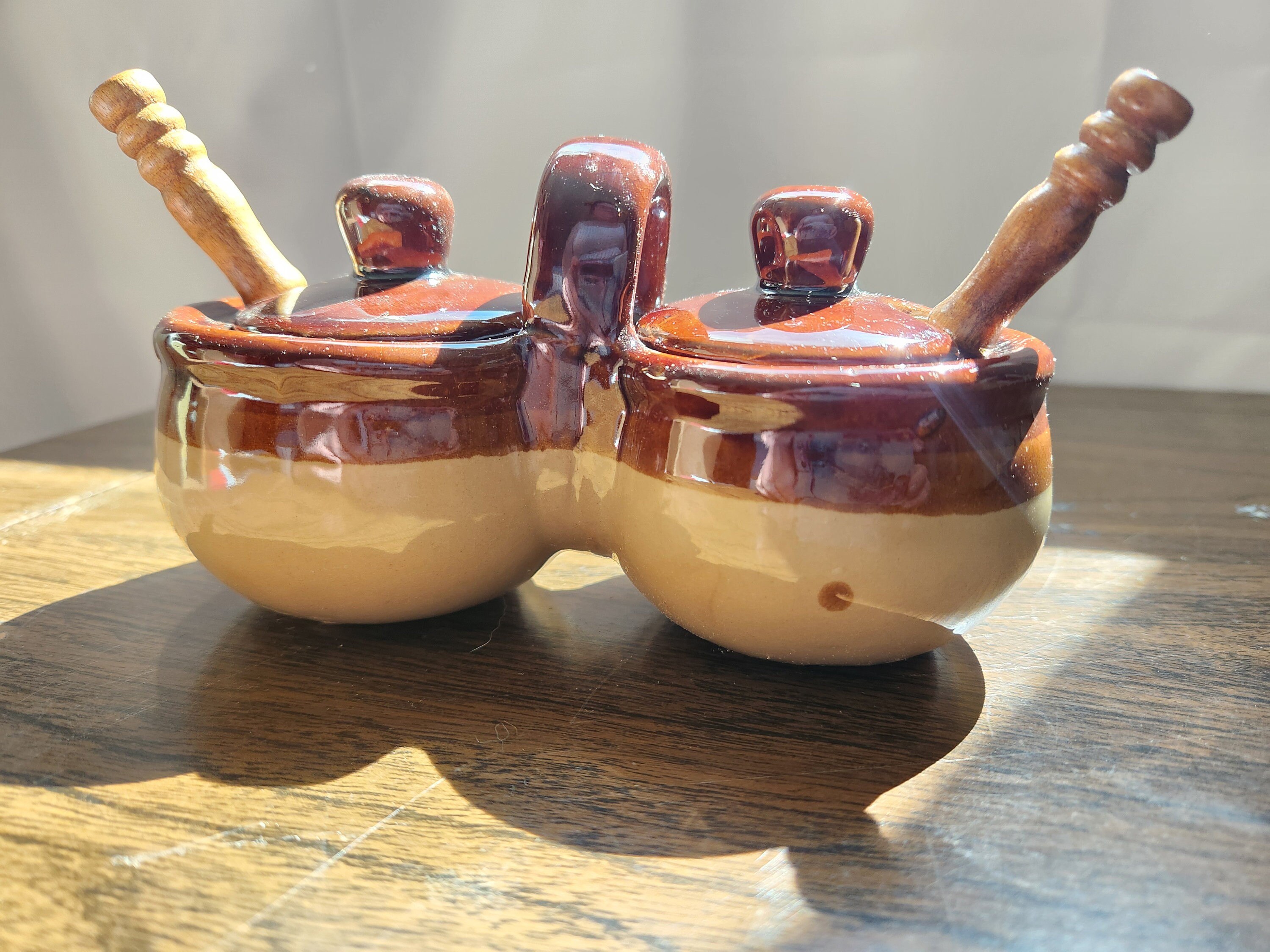 Vintage Rockingham Condiment Set, 5 Piece Condiment, Stoneware Brown ...