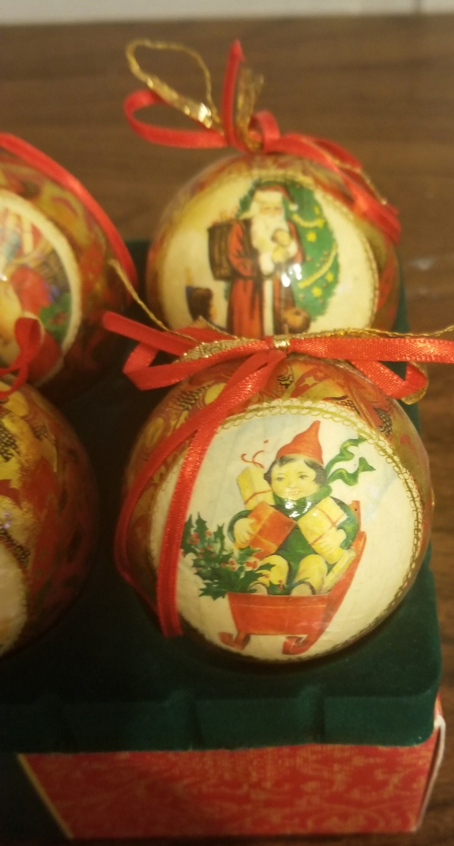 Set of 6 Vintage Heirloom Christmas Decoupage Ornaments with Etsy