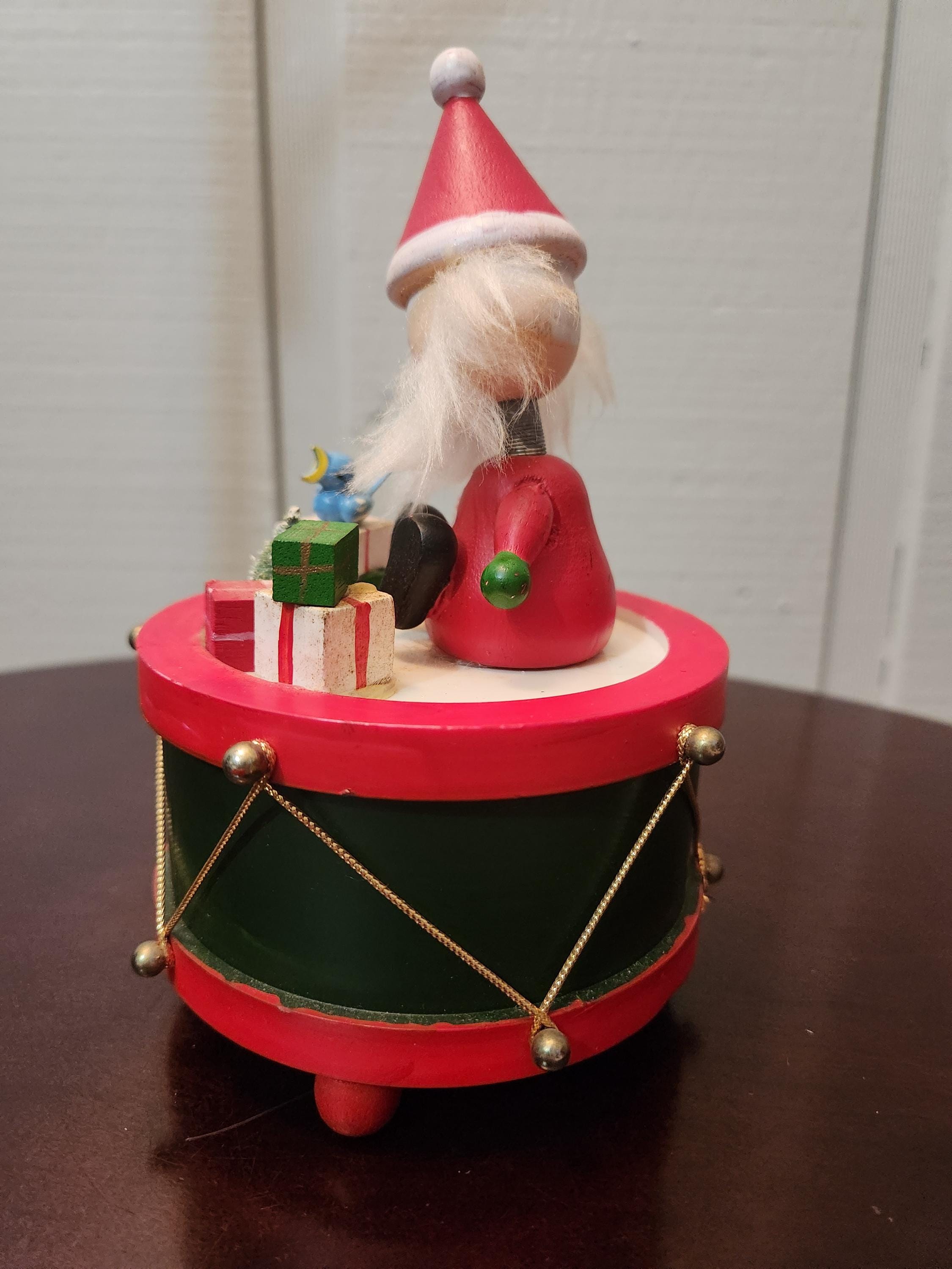 Vintage Wooden Music Box, Christmas Musicals, Santa Clause With