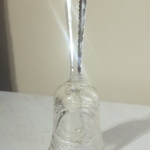 Small Crystal Bell with Etched Roses and Clear Crystal Cut Diamond and Starbursts Detail, Vintage -  Perfect for Beginner Collectors