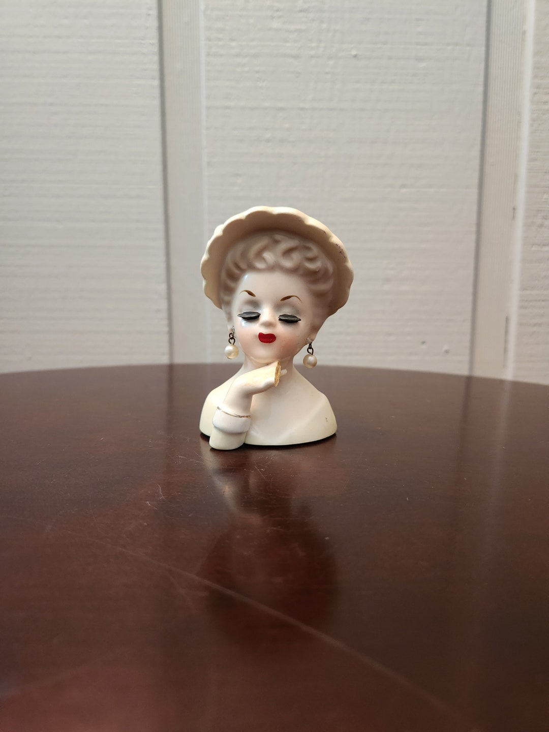 Inarco Lady Head Vase With Pastel Yellow Shirt and Hat Faux Etsy