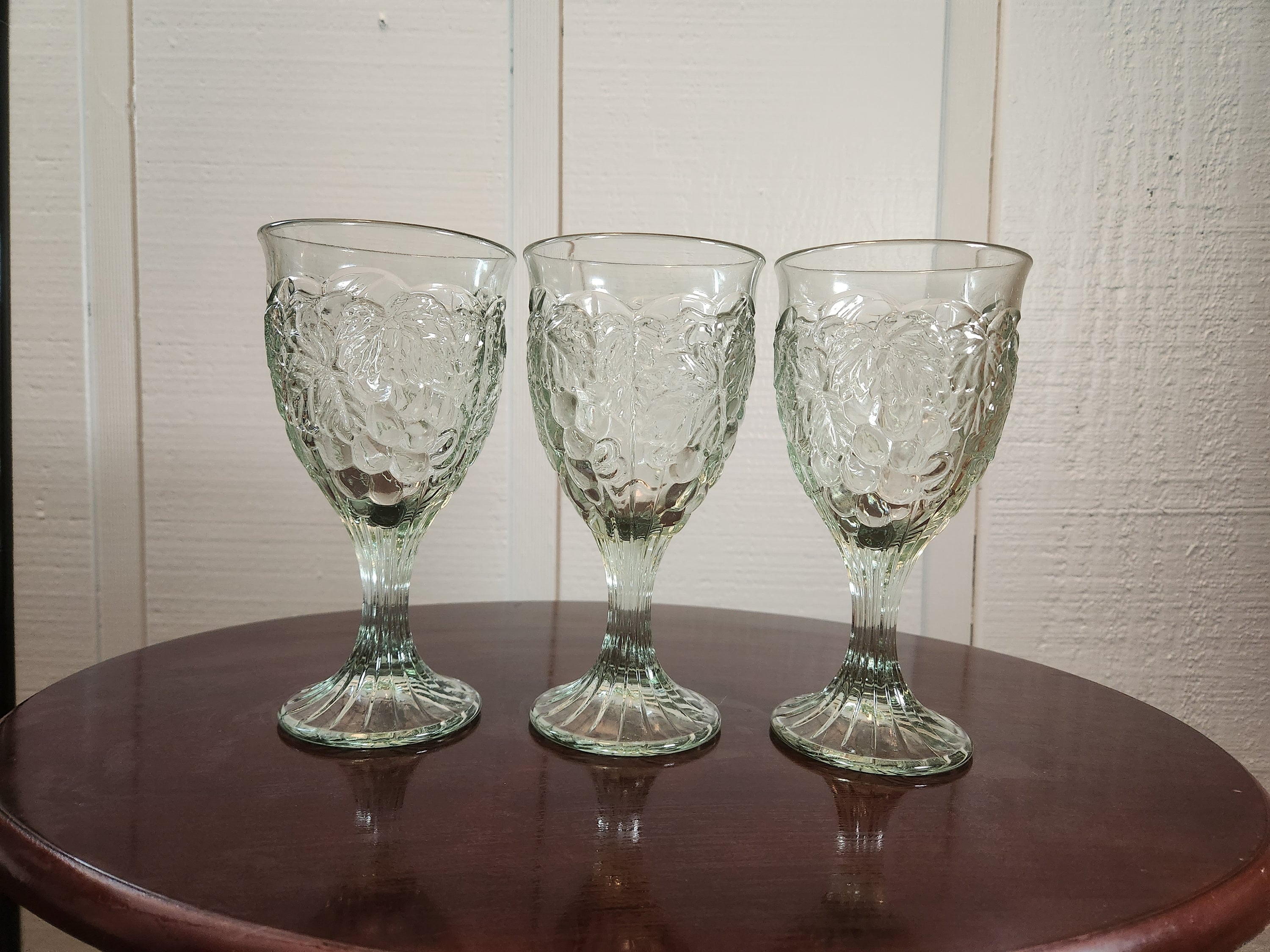 Noritake Water Goblets With Embossed Grapes and Leaves, Wine Glasses ...