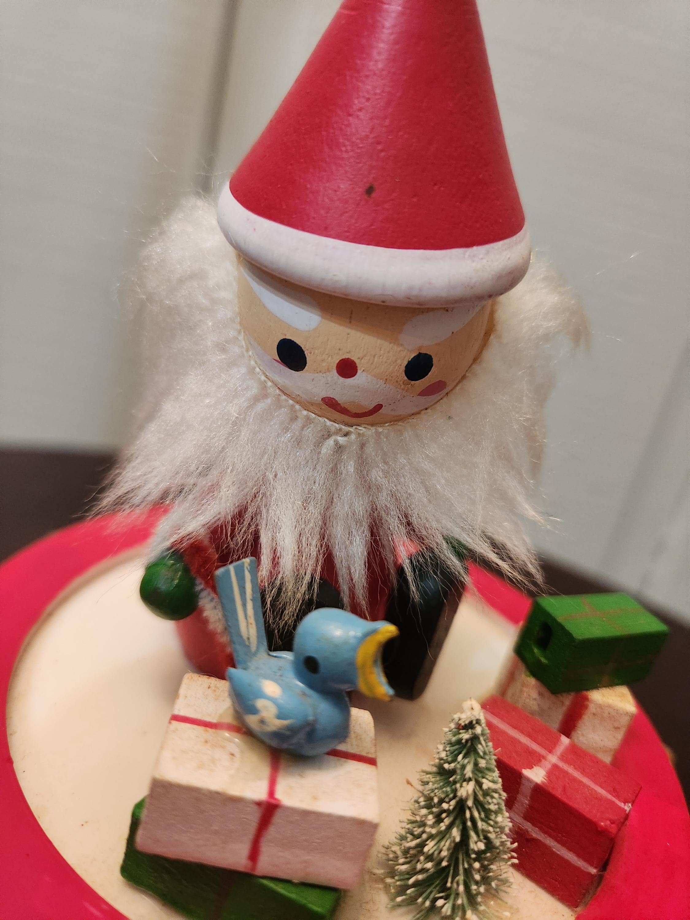 Vintage Wooden Music Box, Christmas Musicals, Santa Clause With