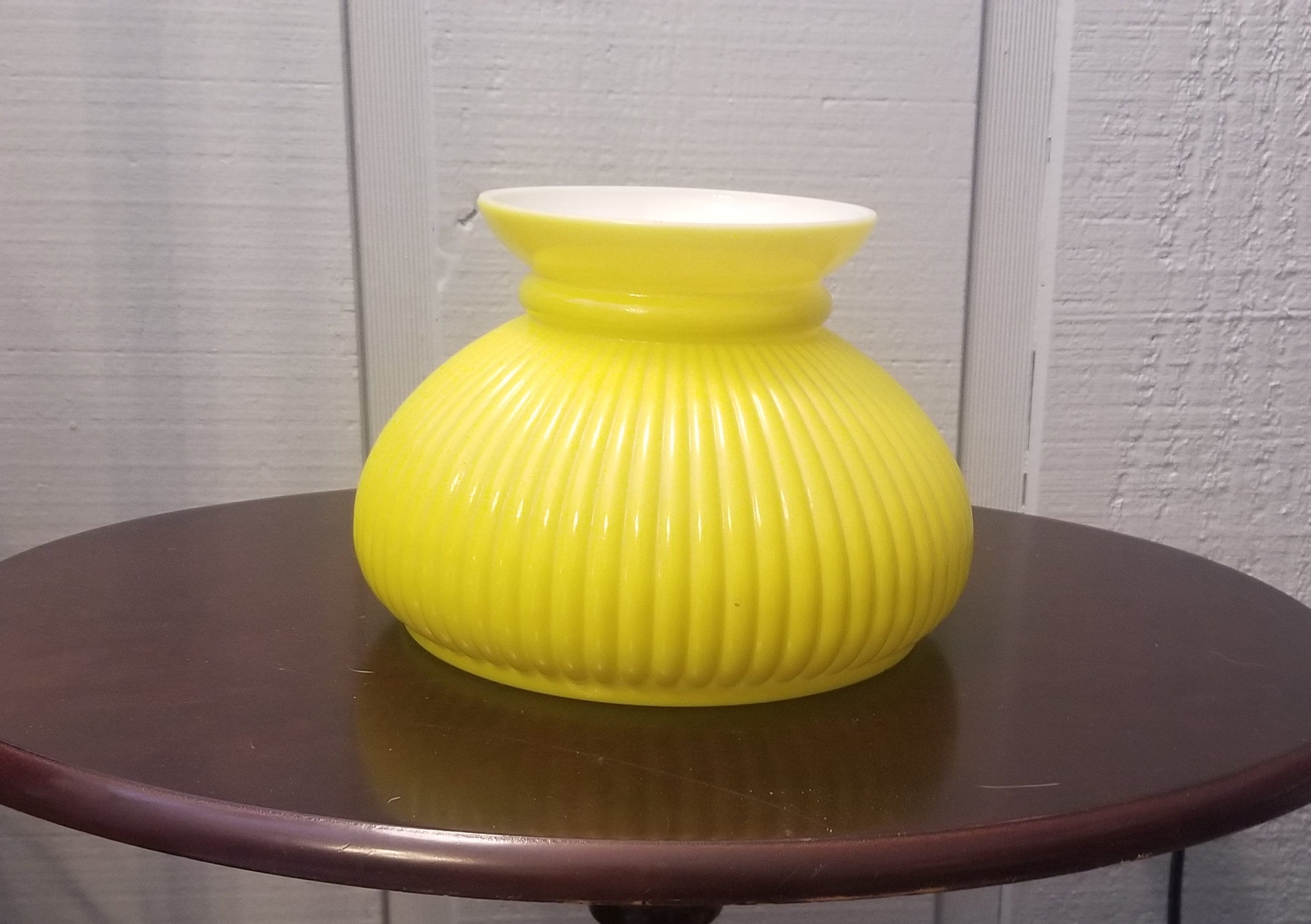 Yellow Milk Glass Lamp Shade With Ribbed Design 8 Inch Etsy