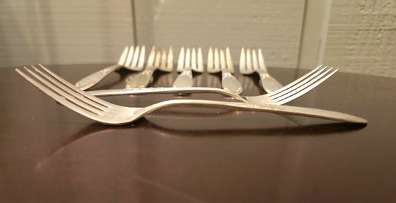 シルバープレートデザートフォーク、7本セット、小型ディナーウェア