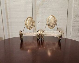 Ensemble de 2 porte-savons pour chaise à bascule en laiton, porte-savon, plat en verre, maison, salle de bain, décoration de vanité, vintage des années 1980