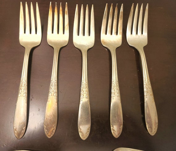 イギリス　キングスパターン　シルバープレートフォーク　デザートフォーク シルバープレートデザートフォーク、7本セット、小型ディナーウェア