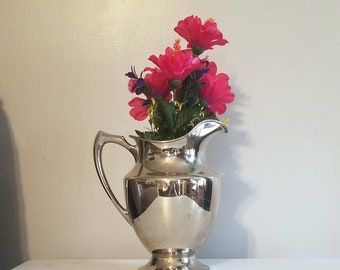 Antique Landers Frary and Clark Footed Water Pitcher - Universal, Silver Platted, Early 1900s Made in USA, Patina, Vase, Home Decor