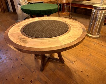 Round maple and walnut poker table (seats 6-8)