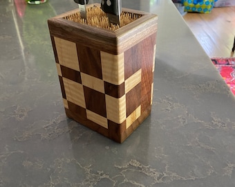 Walnut and Wormy Maple Knife Box with wrapped grain