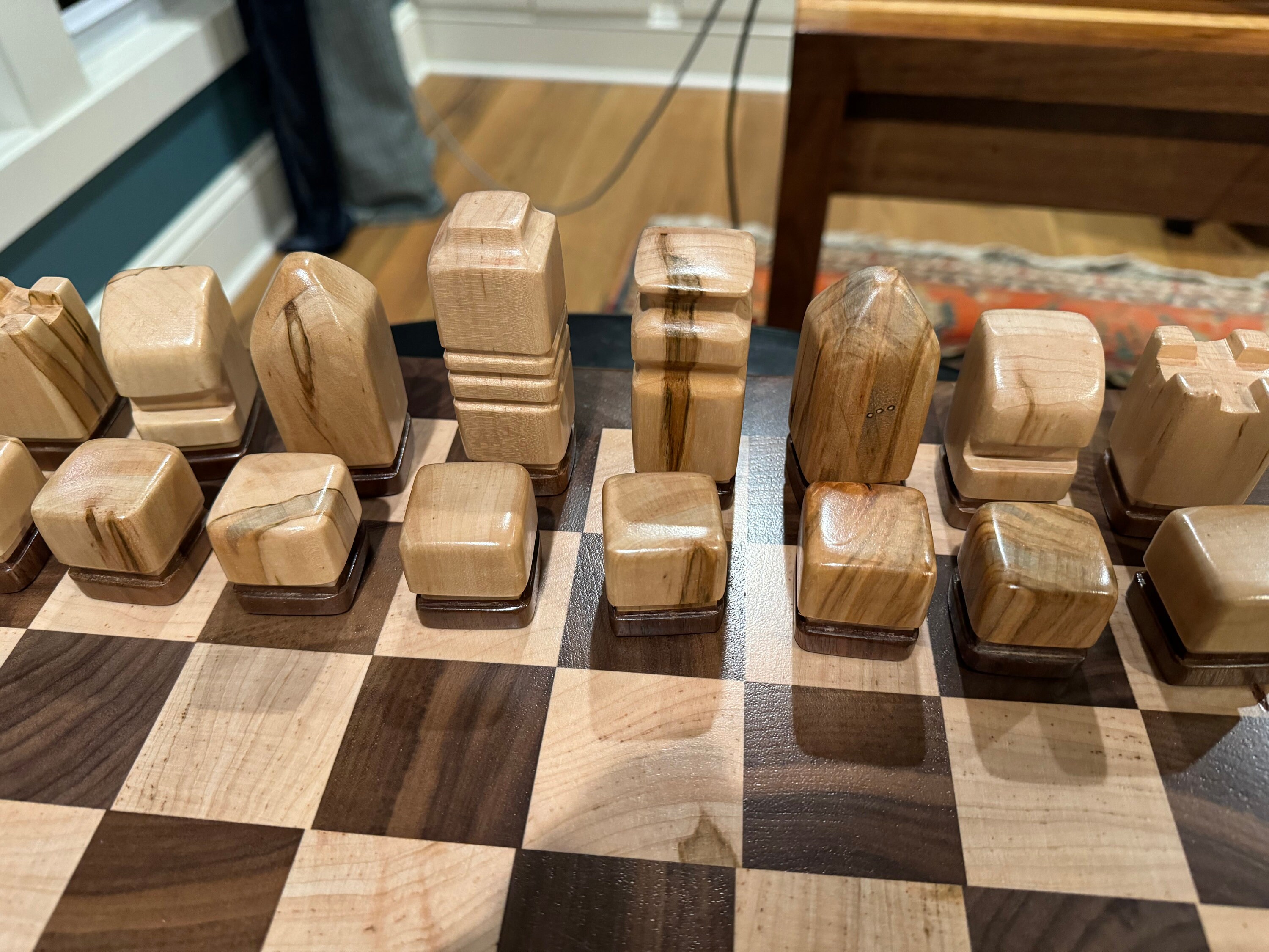 Custom Chess Set in Walnut and Wormy Maple - Etsy