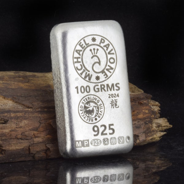 100g Pavone Branded Edinburgh Hallmarked 2024 Sterling Silver Bullion Ingot Bar