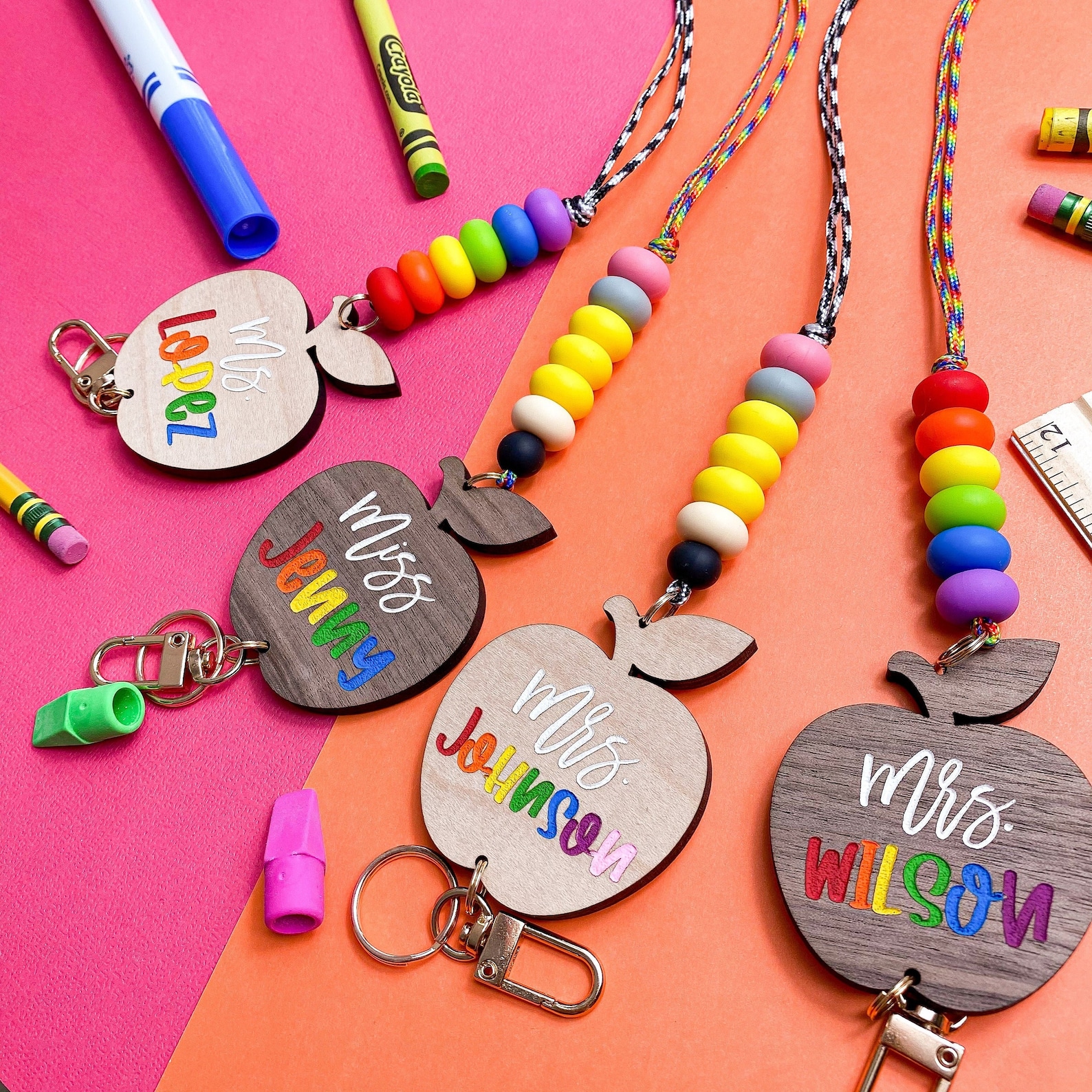Teacher Lanyard Gift Personalized Teacher Badge Holder Etsy